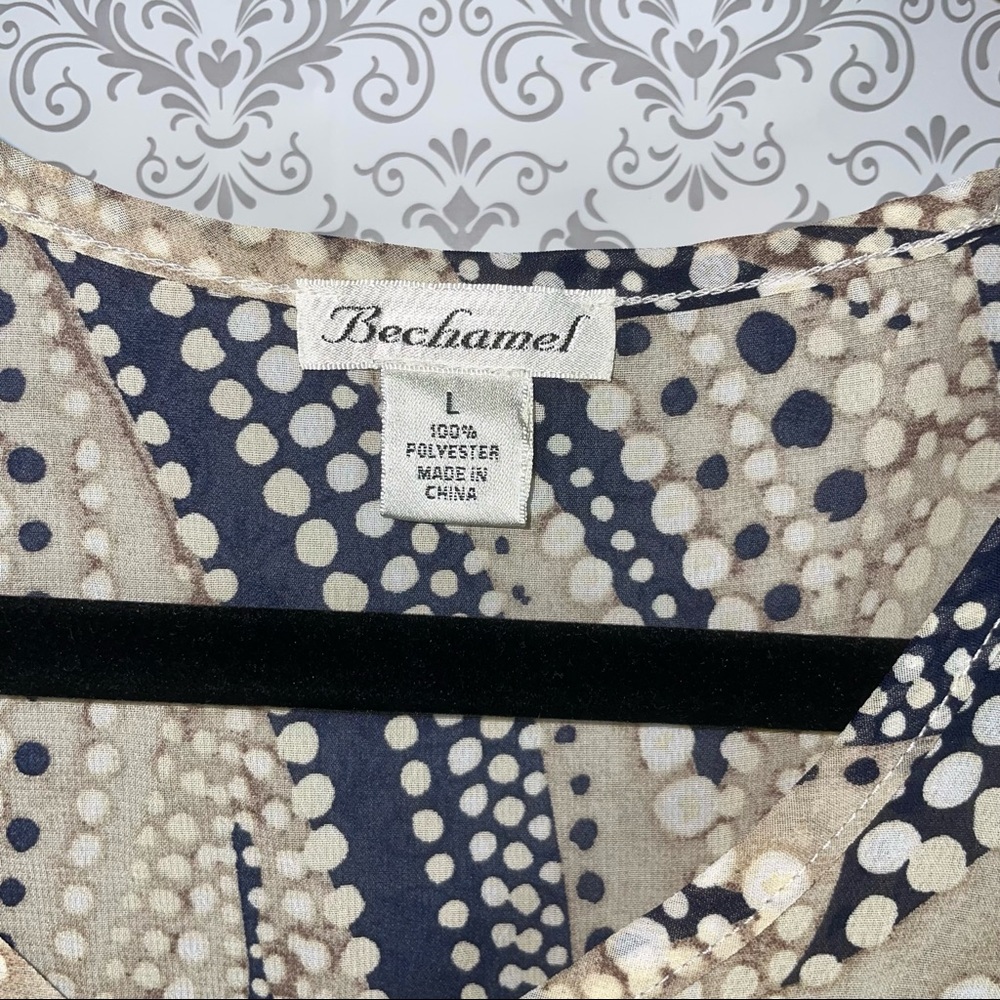Bechamel  Sheer women’s pullover blouse brown blue   size large long sleeve - Picture 5 of 8